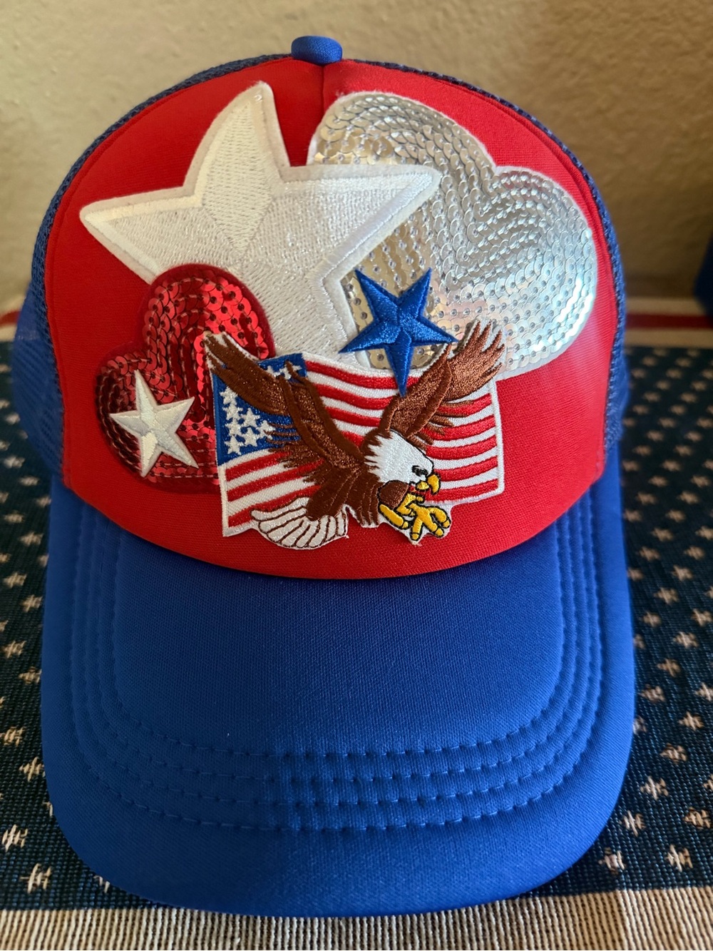 Custom Patriotic America Eagle & Stars Trucker Hat